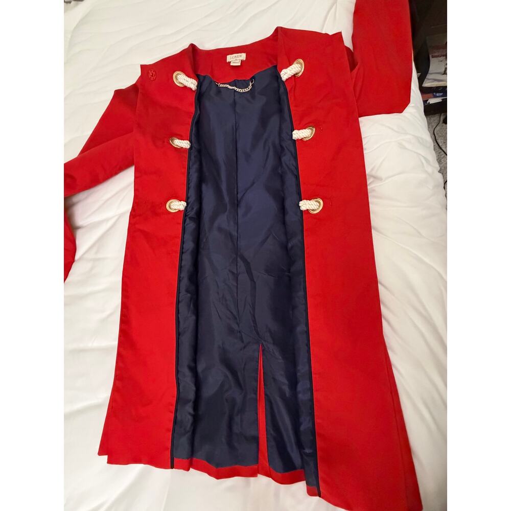 J.Crew Red Nautical Rope Toggle Coat Gold Grommet Jacket Size 00 - Picture 6 of 10